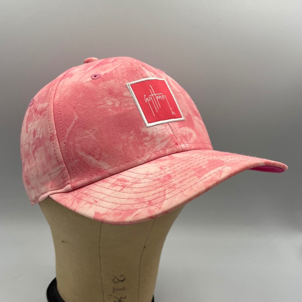 Guy Harvey Pink Tie Dye Snapback Hat Ladies Performance Fishing Baseball Cap